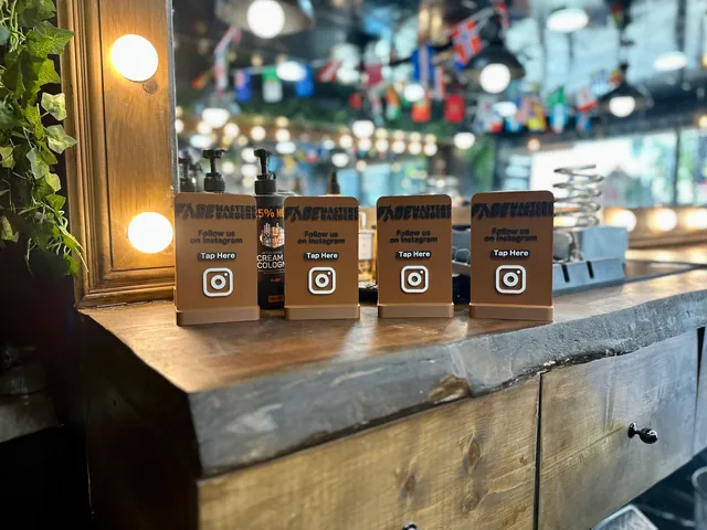 A row of NFC displays along a bar counter