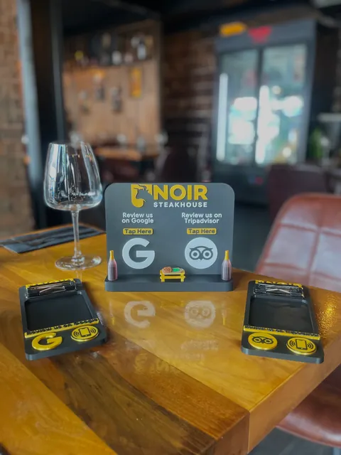 NFC displays on tables at N'Noir Steakhouse